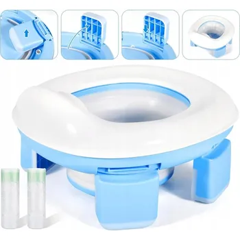 Nočník SKLÁDACÍ NOČNÍK Pro Děti CESTOVNÍ Turistický Přenosný Záchod + 40 sáčků