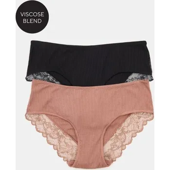 Dámské spodní prádlo Sinsay - Viskózové hipster kalhotky s krajkou 2 balení - vícebarevná - 486IJ-MLC - 486IJ-MLC-L