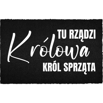 Rohožka VSTUPNÍ ROHOŽKA 40X60 ČERNÁ KOKOSOVÁ POD DVEŘE VTIPNÁ KRÁL UKLÍZENÍ