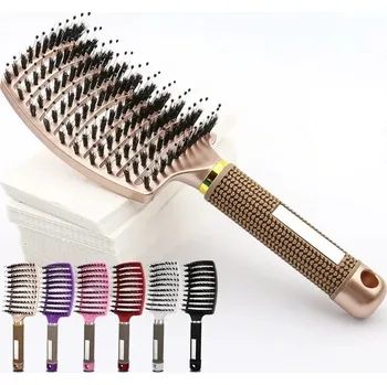 kartáč na vlasy Rozčesávací masážní kartáč na vlasy | hřeben - Zlato