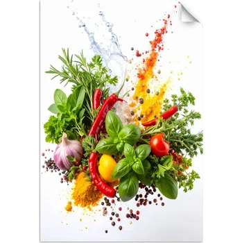 Fototapeta Samolepící plakát do kuchyně, jídelny, Bylinky koření zelenina 30x45