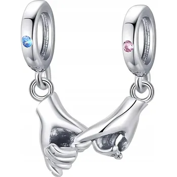 Přívěsek PŘÍVĚSEK CHARMS STŘÍBRO 925 Přátelství Lojalita Dvě Ruce Objetí Lásky