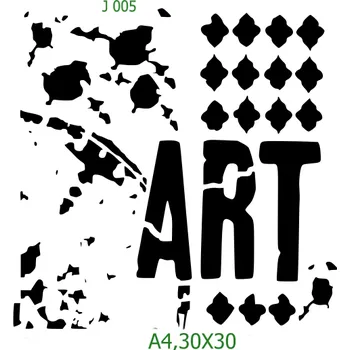 Plastová šablona pro malování - Strukturální vzory - Vzor s nápisem (J005) - A4 , Nelepící folie