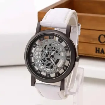 Hodinky Stylové skeletové quartz hodinky | pánské doplňky - černá bílá
