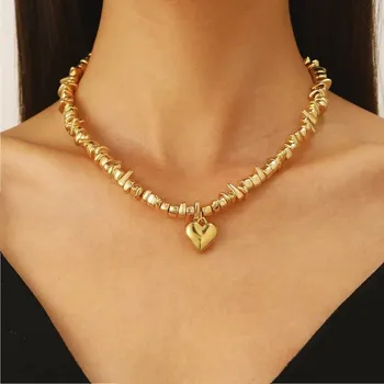 Náhrdelník Retro náhrdelník srdce růžový kámen | šperk - 6479 , 39 cm