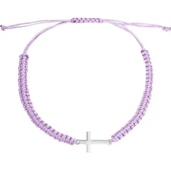 Náramek Barevný pletený náramek křížek | šperk - fialová