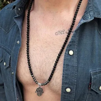 Náhrdelník Pánský korálkový náhrdelník | šperk - A1