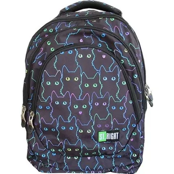 Školní batoh Studentský batoh St.RIGHT -Cat Outline 4 komorový, BP6, rozměry: 42 x 31 x 22 cm