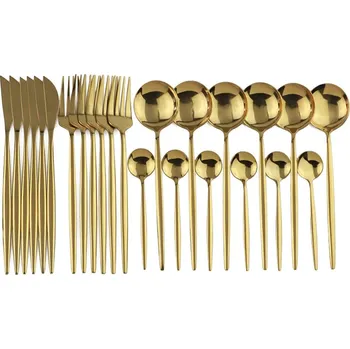 Příbor Nerezová sada příborů 24 ks | jídelní příbory, příborová sada - Zlato