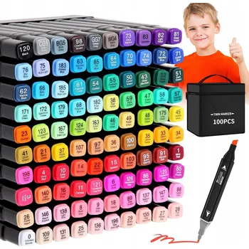 SADA 100 OBOUSTRANNÝCH OLEJOVÝCH POPISOVAČŮ, FIXY POPISOVAČE FIXY TAŠKA