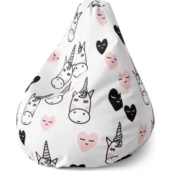 Sedací pytel Sedací vak Pear Hlava jednorožce - Sablio - 70 x 95 x 15 cm