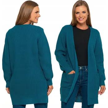 Dámský svetr Moraj dámský svetr modrý rovný střih do půlky stehen velikost 2XL/3XL