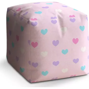 Taburet Sablio Taburet Kostka Srdce vedle srdce: 40x40x40 cm - Sablio