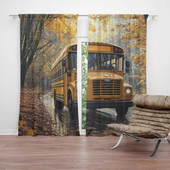 Závěs Sablio Závěsy Žlutý školní autobus: 2ks 140x250cm
