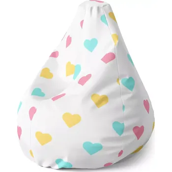 Sedací pytel Sedací vak Pear Tříbarevná srdíčka - Sablio - 70 x 95 x 15 cm