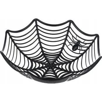 HALLOWEENSKÝ KOŠÍK DEKORACE PAVUČINA MÍSA NA OVOCE ČERNÁ MÍSA S PAVOUKY