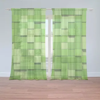 Záclona Sablio Záclony Green Blocks 3D: 2 ks - 150x250 cm - Sablio