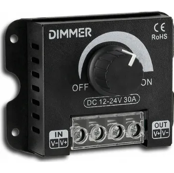 LED páska Stmívač LED, ovladač pro LED pásky 12V - 24V, Dimmer 360/720W, potenciometr