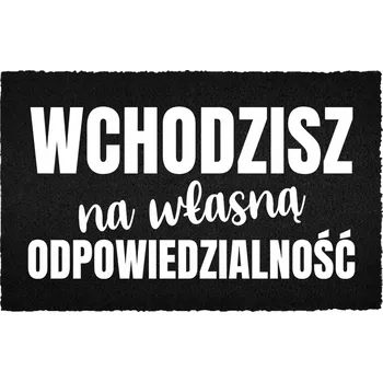 Rohožka VSTUPNÍ ROHOŽKA 40X60 ČERNÁ KOKOSOVÁ PŘED DVEŘE VTIPNÁ S VLASTNÍM NÁPISEM