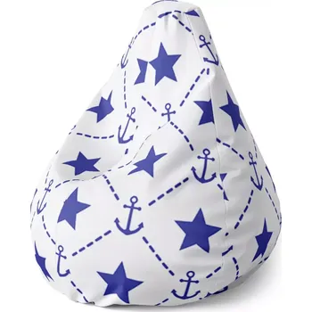 Sedací pytel Sedací vak Pear Hvězdy a kotvy - Sablio - 70 x 95 x 15 cm