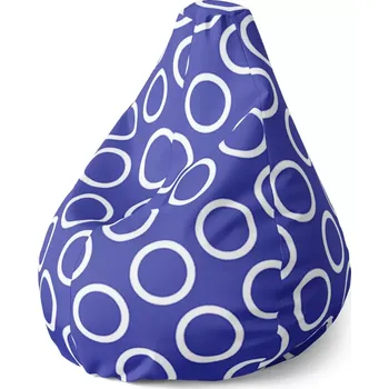 Sedací pytel Sedací vak Pear Bílé kruhy na modré - Sablio - 70 x 95 x 15 cm