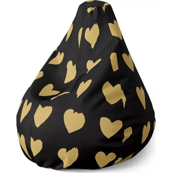 Sedací pytel Sedací vak Pear Zlatá srdíčka - Sablio - 70 x 95 x 15 cm