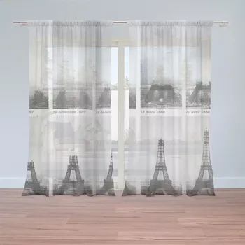 Záclona Sablio Záclony Eiffelova věž stavba: 2 ks - 150x250 cm - Sablio
