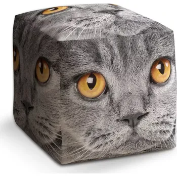 Taburet Sablio Taburet Kostka Kočičí pohled: 40x40x40 cm - Sablio