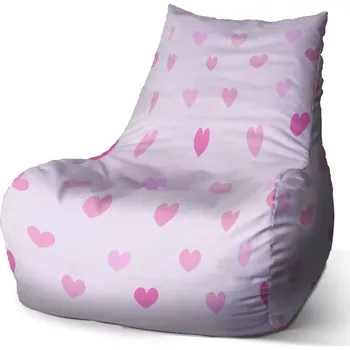 Sedací pytel Sedací vak Bean Růžové srdce - Sablio - 60 x 70 x 70 cm