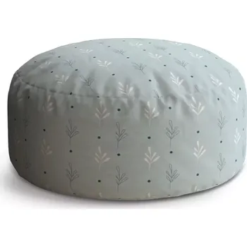 Taburet Sablio Kulatý taburet Circle Modré a bílé lístky: 38x48 cm - Sablio