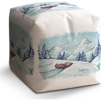 Taburet Sablio Taburet Cube Pohádková zima: 40x40x40 cm