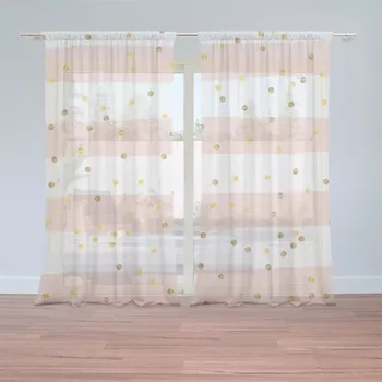 Záclona Sablio Záclony Pruhy a zlaté tečky: 2 ks - 150x250 cm - Sablio