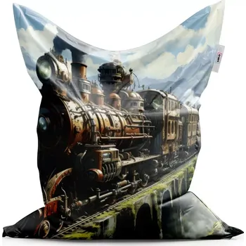 Sedací pytel Sablio Sedací vak Classic Parní lokomotiva na viaduktu - 200x140 cm
