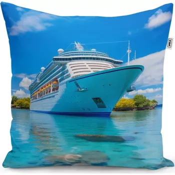 Dekorativní polštářek Dekorační polštář Luxusní výletní loď v tropickém ráji - Sablio - 40x40 cm