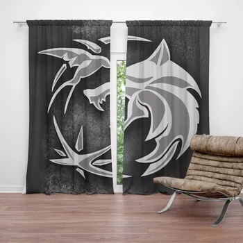 Závěs Sablio Závěsy Zaklínač Šedý abstrakt: 2ks 140x250cm