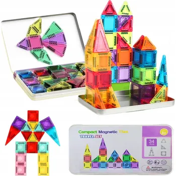 ostatní stavebnice STAVEBNICE STAVEBNICE 3D MAGNETICKÉ DÍLKY KONSTRUKČNÍ SADA 34 dílků EUTI