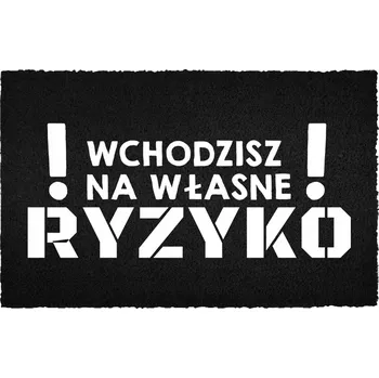 Rohožka ČERNÁ KOKOSOVÁ VSTUPNÍ ROHOŽKA S VTIPEM - VSTUPUJETE NA VLASTNÍ NEBEZPEČÍ