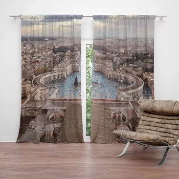 Závěs Sablio Závěsy Řím Vatikán Svatopetrské náměstí: 2 ks - 140x250 cm - Sablio