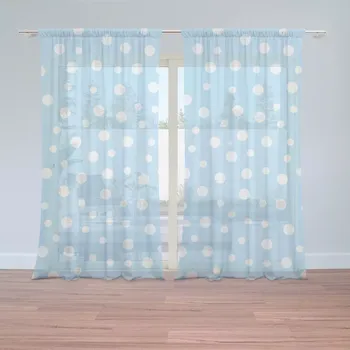 Záclona Sablio Záclony Bílé puntíky na modré: 2 ks - 150x250 cm - Sablio