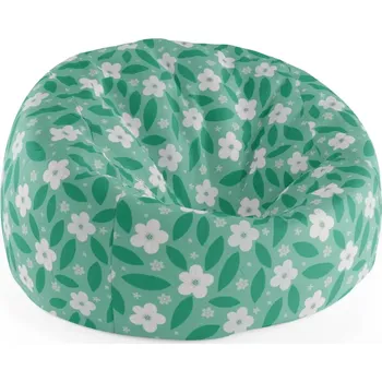 Sedací pytel Sablio Sedací vak Cocoon Bílé květy s lístky - 115 x 75 cm x 45 cm - Sablio