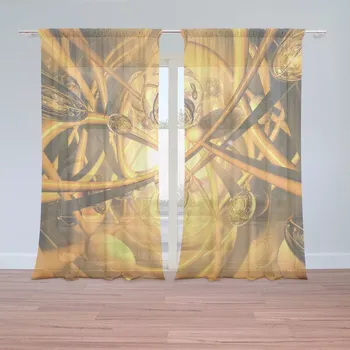 Záclona Sablio Záclony Žlutá abstrakce: 2 ks - 150x250 cm - Sablio