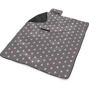 deka Sablio Plážová deka Růžové puntíky na šedé: 200x140 cm