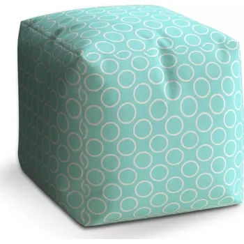 Taburet Sablio Taburet Kostka Bílé kruhy: 40x40x40 cm - Sablio