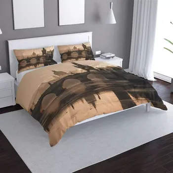 Povlečení Saténové povlečení Praha Karlův most 1 - Sablio - 140x200 / 90x70