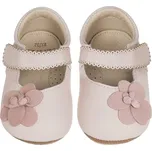 LAIT ET MIEL Kožené capáčky s gumovou podrážkou sandálky růžové s květinou 2-3 roky Růžová 25-26
