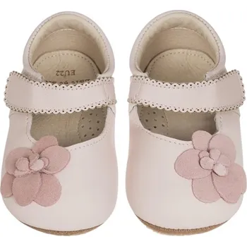 Capáčky LAIT ET MIEL Kožené capáčky s gumovou podrážkou sandálky růžové s květinou 2-3 roky Růžová 25-26