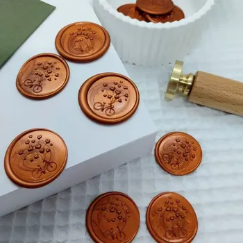 Pečeť Hotová vosková pečeť Kolo 1, barva terakota s perletí, samolepící, 1 kus