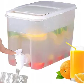 Dávkovač nápoje NÁDOBA NA STUDENÉ NÁPOJE DŽUS MLÉKO LIMONÁDA S KOHOUTKEM 4L PRŮHLEDNÝ