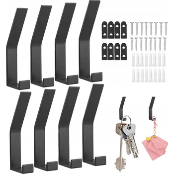 Věšák SADA 8 HLINÍKOVÝCH HÁČKŮ NA ZEĎ NA BUNDY, RUČNÍKY A TAŠKY