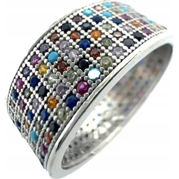 Prsten Stříbrný prsten s prstýnek a barevnými zirkony Zkouška 925